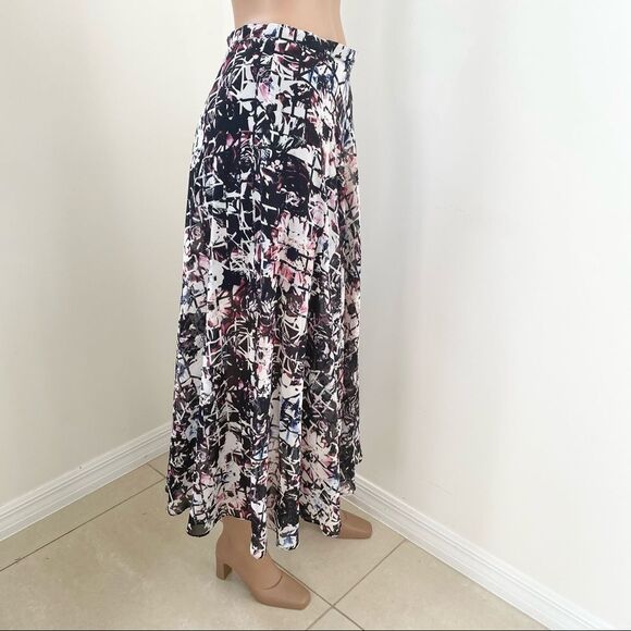 Topshop black print chiffon long boho skirt 4 - Picture 4 of 9